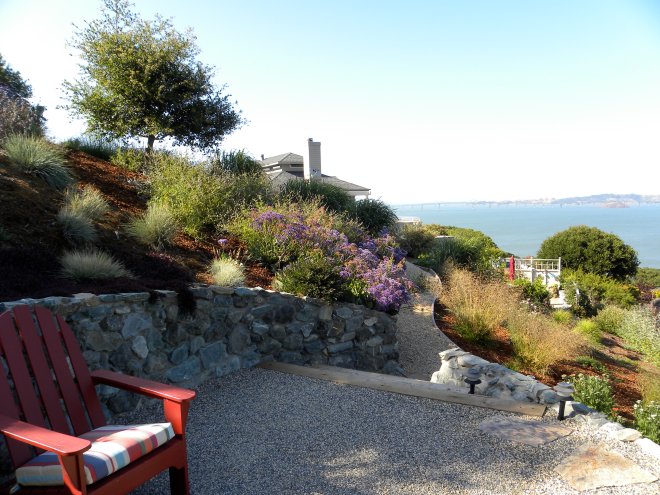 Decomposed Granite patio with Lots of natives with view 