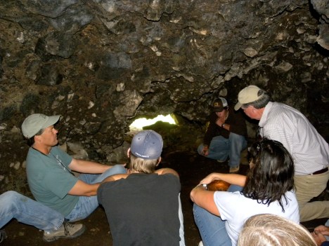 In the bear cave.  We all fit.