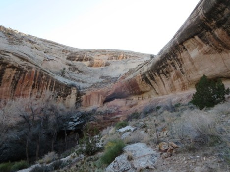 View of ruin approach.  The ruin is right at this large pour off, difficult to access purposely for defensive purposes