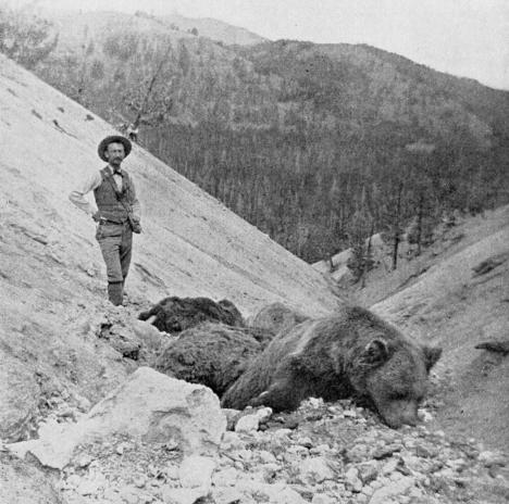 Jaggar in Yellowstone Park's death gulch where he discovered 8 dead bears killed by the noxious gases.